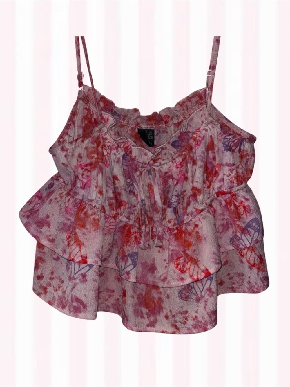 wild fable Pink & Purple Floral Ruffle Cami Top